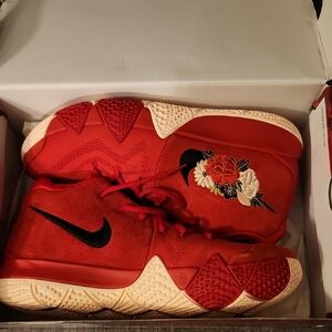 Nike Red Sneakers with Floral Design